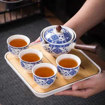 Gėlės Išskirtinį Akmens Šlifavimo Forma Arbatos Rinkinys, Rankų darbo arbatinukas Taurės Nustatyti Kinų Dovana kungFu Teaware Unikalus