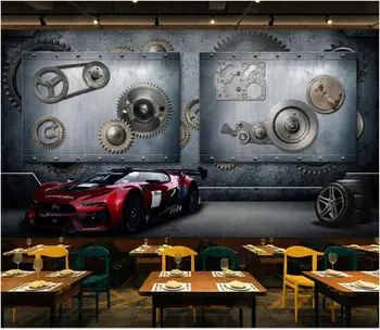 custom freskos 3d foto tapetai Metalo mechaninės pramonės stiliaus, raudonas sportinis automobilis namų dekoro tapetai sienos 3d kambarį