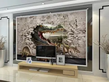3d freskomis tapetai kambarį plytų siena gyvūnų 3D stereo tapyba fone sienų tapyba