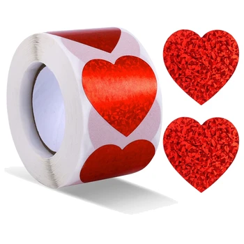 500Pcs 1.5 Colių Širdies Lipdukai Širdies užrašų knygelė Lipni Valentino Diena,Vestuvės,Šalis(Raudona)